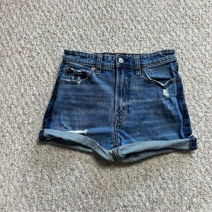 Abercrombie & Fitch Simone High Rise Simone Shorts 26/2R Womens Blue Cut Off